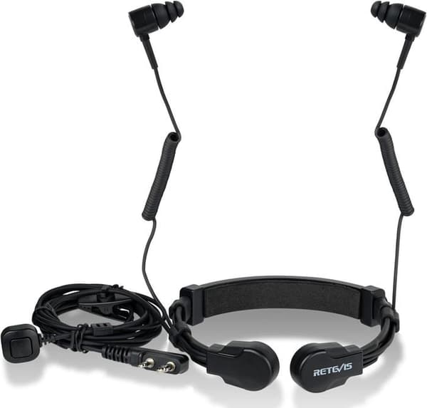 Retevis Walkie Talkie Headset Binaural hörlurar Kompatibel med RT5R RT24 Baofeng UV5R eSynic etc Halshörlurar för cykling