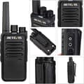 Miniatyrbild 3 av 6: Retevis RT668 Professionell Walkie Talkie med Hörlurar, PMR446 utan Licens, Uppladdningsbar, VOX, Bärbar Talky för Säkerhet (6 St)