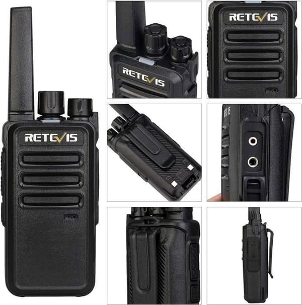 Retevis RT668 Professionell Walkie Talkie med Hörlurar, PMR446 utan Licens, Uppladdningsbar, VOX, Bärbar Talky för Säkerhet (6 St)