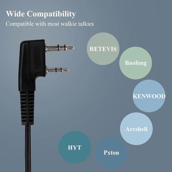 Retevis EEK016 G Forme Talkie Walkie Hörlurar med Mic 2 Pin, Kompatibel med RT622 RT27 RT619 RT24 Baofeng UV-5R, Frittstående Radiolurar