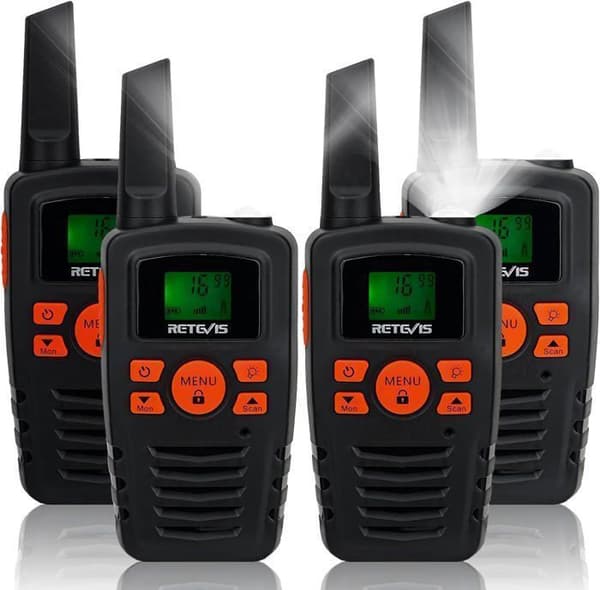 Retevis RA635 Talkie Walkie, PMR446 utan licens, 16 kanaler, ficklampa, VOX, lång räckvidd talkie-walkies för familjeaktiviteter (4 st)