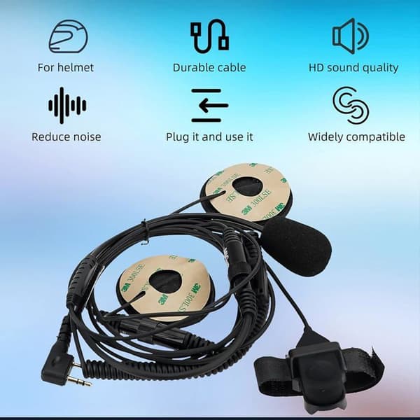 Retevis EHK010 Walkie Talkie Motorcykel Headset med 2 Pin Headset med Mic Radio kompatibel RT24 RT27 Baofeng UV 5R 888S eSynic Kenwood