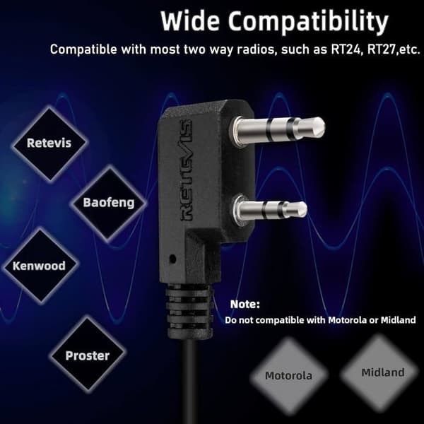 Retevis EAK005 Walkie Talkie hörsnäcka Kompatibel med RT619 RT622 Baofeng UV 5R 888s Tvåvägsradios Clear Sounder (4 st)
