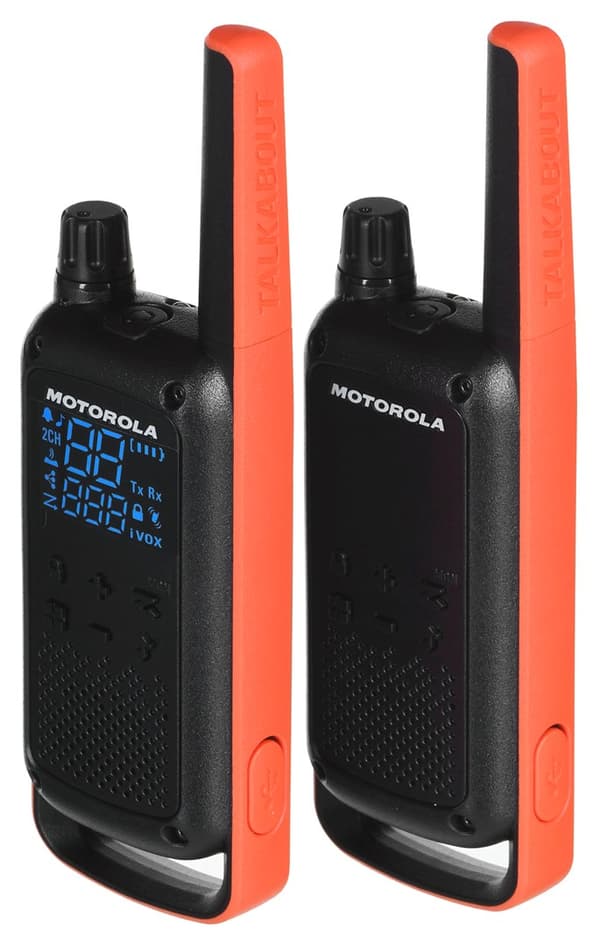 Motorola T82 Twin Pack to-vejs radio 16 kanaler Sort, Orange