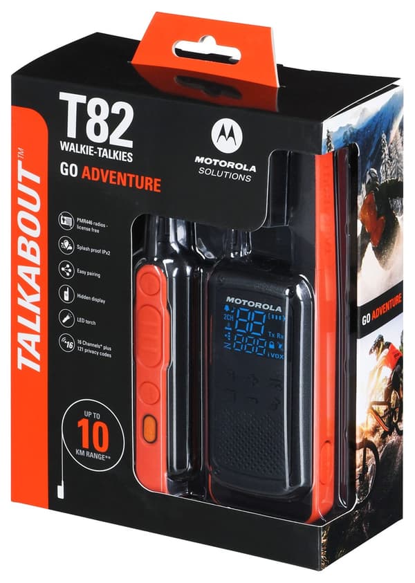 Motorola T82 Twin Pack to-vejs radio 16 kanaler Sort, Orange