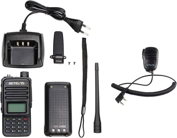 Retevis RT85 Walkie Talkie, 200-kanalers VOX-nödlarm Walkie Talkie med lång räckvidd med mikrofoner, för säkerhet, fabrik (4st)