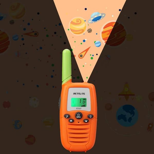 Retevis RT637 Talkie Walkie Barn, för 3-12 År Leksaker, 16 Kanaler Ficklampa Lång Räckvidd för Familjefest, Spel, Utomhus