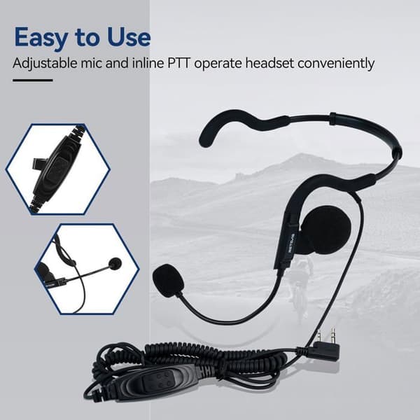 Retevis Walkie Talkie Headset, Behind the Head Headset, med mikrofon för Baofeng UV-5R eSynic RT24 RT27 2 Way Radio Headset