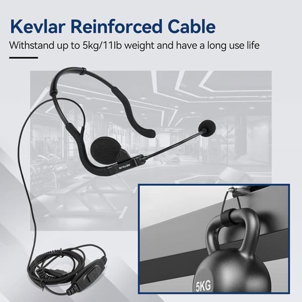 Retevis Walkie Talkie Headset, Behind the Head Headset, med mikrofon för Baofeng UV-5R eSynic RT24 RT27 2 Way Radio Headset