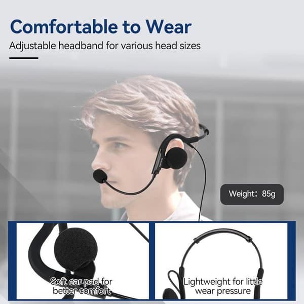 Retevis Walkie Talkie Headset, Behind the Head Headset, med mikrofon för Baofeng UV-5R eSynic RT24 RT27 2 Way Radio Headset