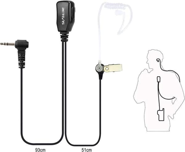 Retevis Walkie Talkie hörsnäcka, hörsnäcka kompatibel RT45 Motorola T80 Extreme T81 Hunter, 1 stift 2,5 mm hörlurar (10 st)