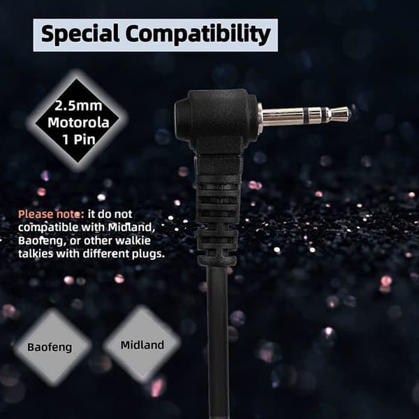 Retevis Walkie Talkie hörsnäcka, hörsnäcka kompatibel RT45 Motorola T80 Extreme T81 Hunter, 1 stift 2,5 mm hörlurar (10 st)