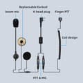 Miniatyrbild 4 av 6: Retevis Walkie Talkie Motorcykel Headset Headset, Tvåvägs Radio Headset kompatibelt RT24 RT27, med finger PTT och mikrofoner (1 paket)