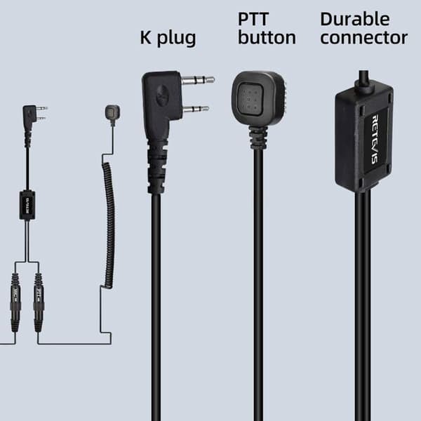Retevis Walkie Talkie Motorcykel Headset Headset, Tvåvägs Radio Headset kompatibelt RT24 RT27, med finger PTT och mikrofoner (1 paket)