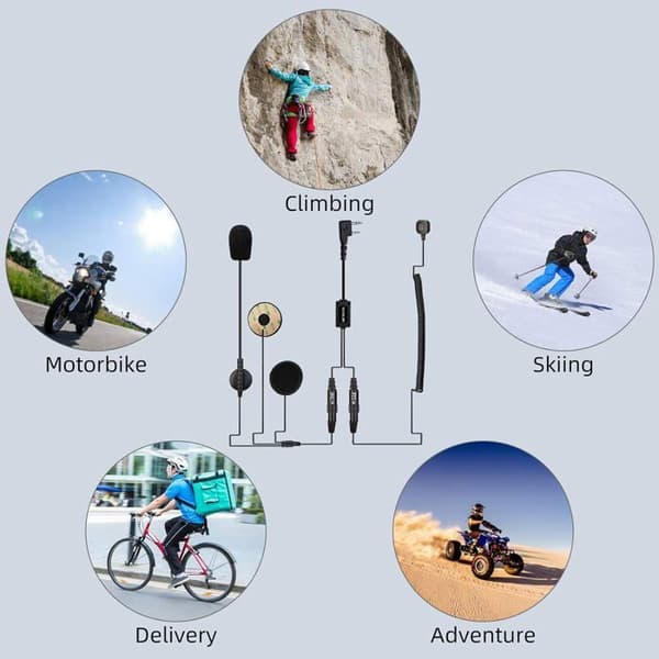 Retevis Walkie Talkie Motorcykel Headset Headset, Tvåvägs Radio Headset kompatibelt RT24 RT27, med finger PTT och mikrofoner (1 paket)