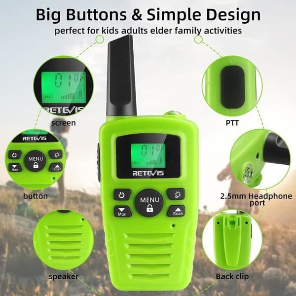 Retevis RA635 Walkie Talkie - Professionell - PMR446 Licensfri - 16 kanaler - VOX - LED-lampa - Walkie-talkies med lång räckvidd