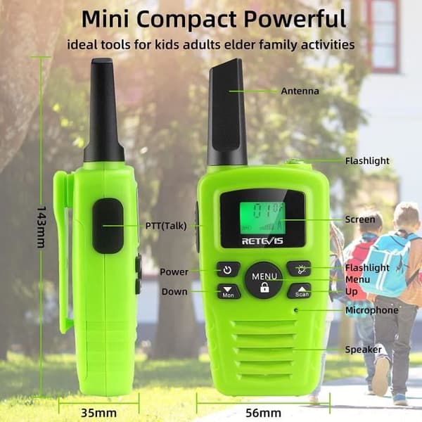 Retevis RA635 Walkie Talkie - Professionell - PMR446 Licensfri - 16 kanaler - VOX - LED-lampa - Walkie-talkies med lång räckvidd
