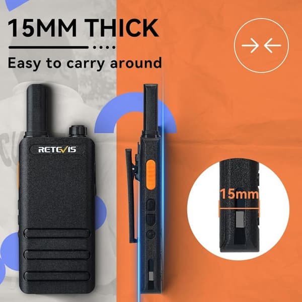 Retevis Walkie Talkie RT622P, PMR 446 Professionell Walkie Talkie med laddningsbara hörlurar, 1620 mAh, VOX, 16 CTCSS DCS (10 st)