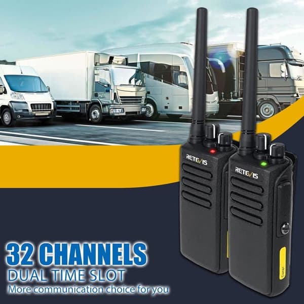Retevis RT81V Walkie Talkie med lång räckvidd, IP67, laddningsbar 2200mAh, digital tvåvägsradio, byggarbetsplats (2 st)