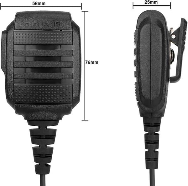 Retevis RS114 Walkie Talkie Mikrofonhögtalare IP54 Vattentät 2-stifts kompatibel RT24 RT27 Baofeng BF-888S UV-5R Kenwood (5 st)