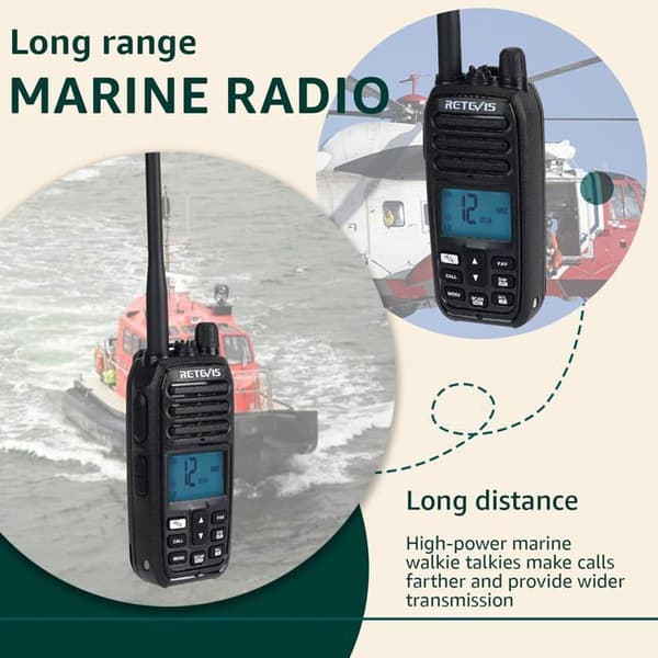 Retevis RM21 Talkie Walkie Marin, IP67, Intelligent AI Bullersdämpning, 88 Marinradio Kanaler för Kustbevakning, Kajak, Fiske