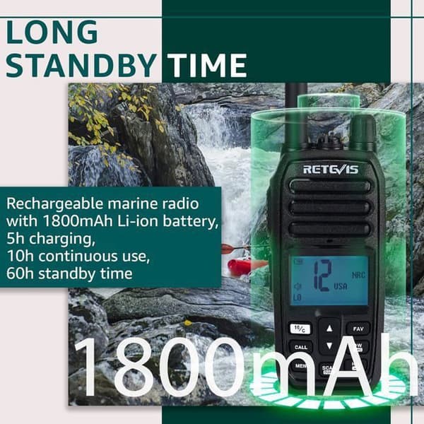 Retevis RM21 Talkie Walkie Marin, IP67, Intelligent AI Bullersdämpning, 88 Marinradio Kanaler för Kustbevakning, Kajak, Fiske
