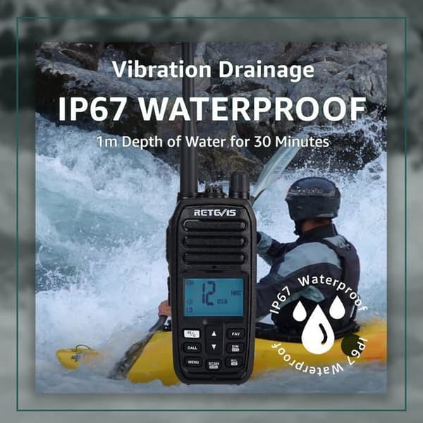 Retevis RM21 Talkie Walkie Marin, IP67, Intelligent AI Bullersdämpning, 88 Marinradio Kanaler för Kustbevakning, Kajak, Fiske