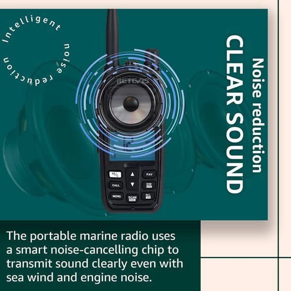 Retevis RM21 Talkie Walkie Marin, IP67, Intelligent AI Bullersdämpning, 88 Marinradio Kanaler för Kustbevakning, Kajak, Fiske