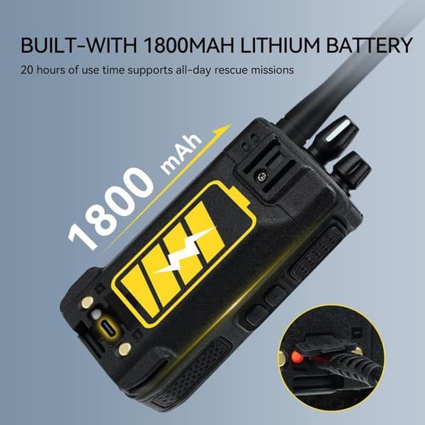 Retevis C1 Professional Walkie Talkie, IP67 vattentät lång räckvidd, mikrofon, nödlarmgruppsamtal, 1800mAh uppladdningsbar
