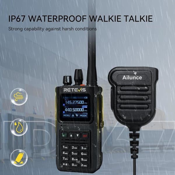 Retevis C1 Professional Walkie Talkie, IP67 vattentät lång räckvidd, mikrofon, nödlarmgruppsamtal, 1800mAh uppladdningsbar