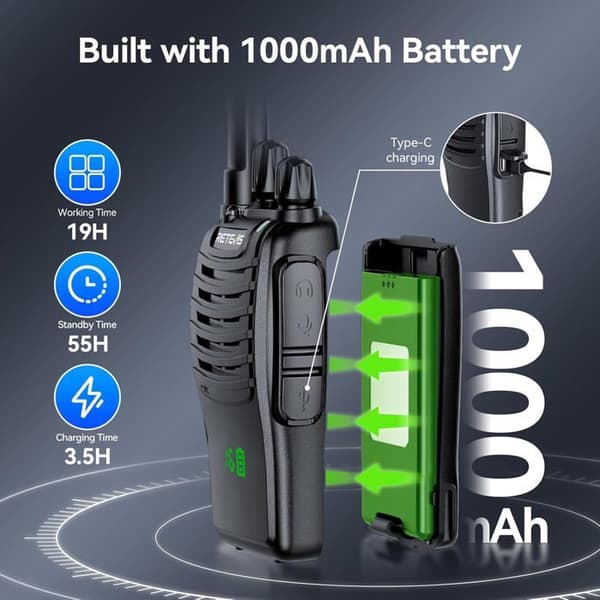 Retevis H777H Uppladdningsbar walkie talkie, med dold display, läsbarhet, LED-nödlarm, VOX, för tillverkare (10 stycken)