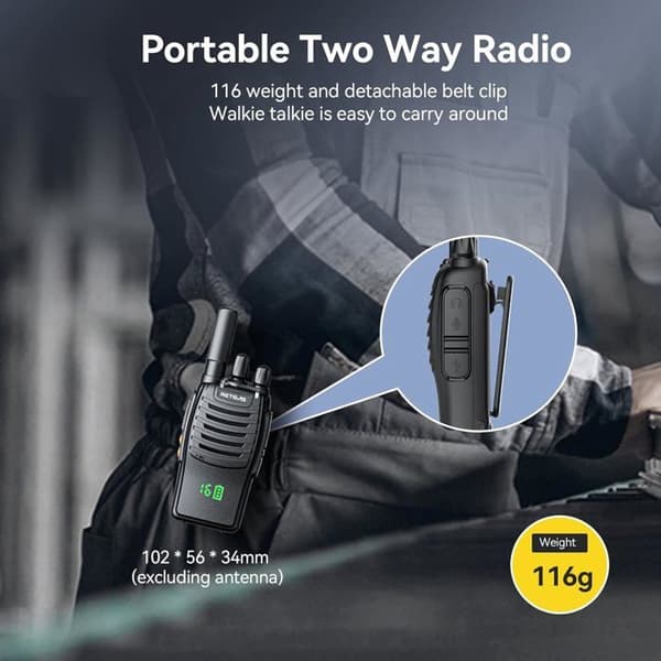 Retevis H777H Uppladdningsbar walkie talkie, med dold display, läsbarhet, LED-nödlarm, VOX, för tillverkare (10 stycken)