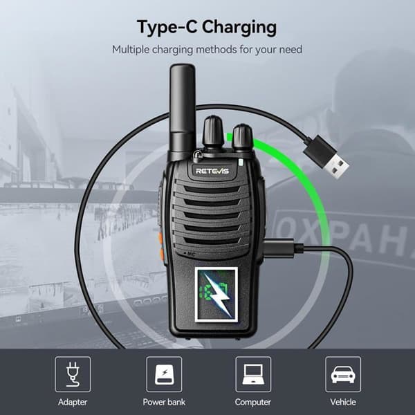 Retevis H777H Professional Walkie Talkie, Dold LED-skärm med lång räckvidd, Läsbarhet, Nödlarm, VOX, Type-C (5 delar)