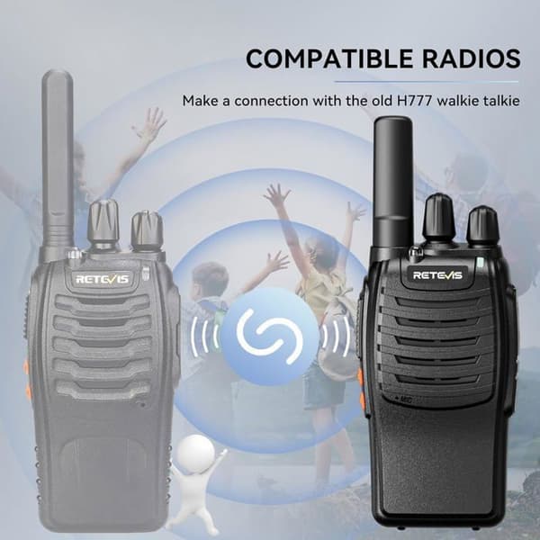 Retevis H777 Professionell Walkie-Talkie Enklare Parning, Nödlarm, VOX, Typ-C, Lång Räckvidd för Camping (4 Stycken)