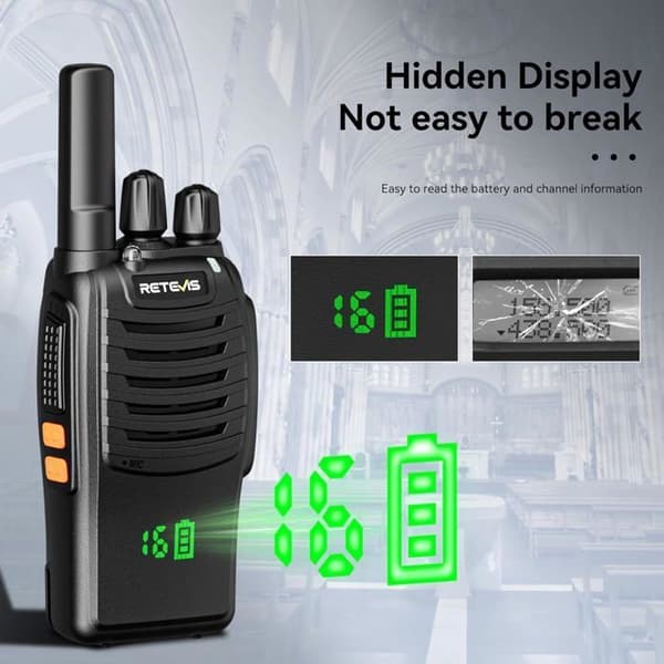 Retevis H777H Professionell Walkie Talkie, med Skärm, Typ C Laddning och USB Laddare, Lång Räckvidd PMR446, VOX, Larm (3 St)