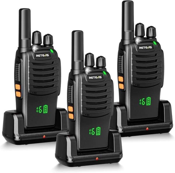 Retevis H777H Professionell Walkie Talkie, med Skärm, Typ C Laddning och USB Laddare, Lång Räckvidd PMR446, VOX, Larm (3 St)