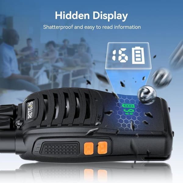 Retevis H777H Talkie-Walkie med Dold LED-skärm, VOX, 6-vägs laddare, Professionell för Supermarknad, Restaurang (6 st)