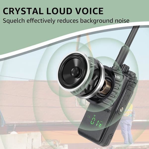 Retevis RB689 Walkie Talkie med lång räckvidd, 2600mAh uppladdningsbar, med trådlöst headset, trådlös kopia, ficklampa (4-pack)