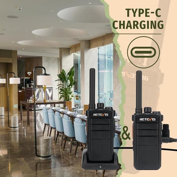Retevis RB626 Walkie Talkie 16 kanaler, CTCSS/DCS, 2000mAh uppladdningsbar, USB-laddare, långdistans tvåvägsradio, camping