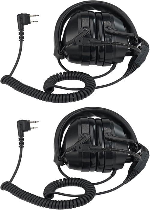 Retevis Walkie Talkie Set med 2 hörlurar, tvåvägsradio, bommikrofon, PTT, 2 stift, kompatibel med Baofeng UV5R RT24 RT27