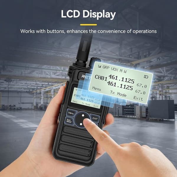 Retevis RT86S Walkie Talkie med hörlurar, långdistans tvåvägsradio, 2600mAh USB C LCD-skärm, gruppsamtal (3 delar)