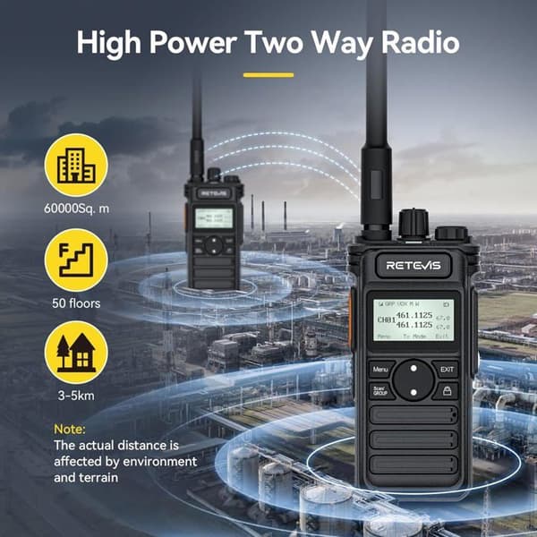 Retevis RT86S Walkie Talkie med hörlurar, långdistans tvåvägsradio, 2600mAh USB C LCD-skärm, gruppsamtal (3 delar)