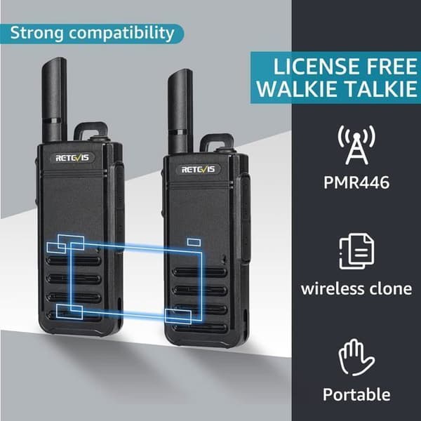 Retevis RB639 Talkie Walkie Uppladdningsbar PMR USB-C, Professionell Trådlös Kloning, Nödsignal, för skola, Logistik (10 St)