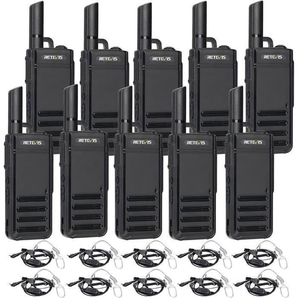 Retevis RB639 Talkie Walkie Uppladdningsbar PMR USB-C, Professionell Trådlös Kloning, Nödsignal, för skola, Logistik (10 St)