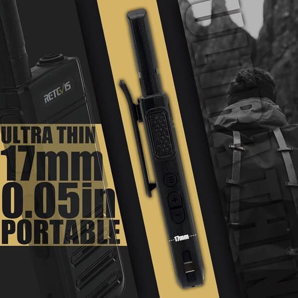 Retevis RB639 Talkie-Walkie Återuppladdningsbar, Ultra Fin PMR446, Nödställd Alarm, USB-C, VOX, Portabel Lång räckvidd för Familj, Camping
