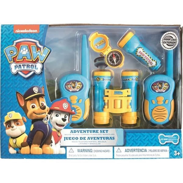 Paw Patrol äventyrarset - Stor 5-delad låda med walkie-talkies, kikare, kompass och ficklampa