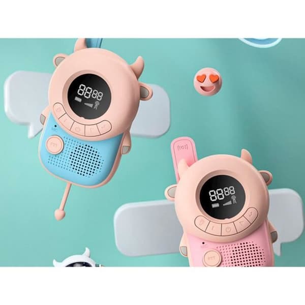 Walkie talkie för barn - TECHKIDS - Mouh-mouh-modell - Bakgrundsbelyst LCD-skärm - 8 kanaler - 10 toner