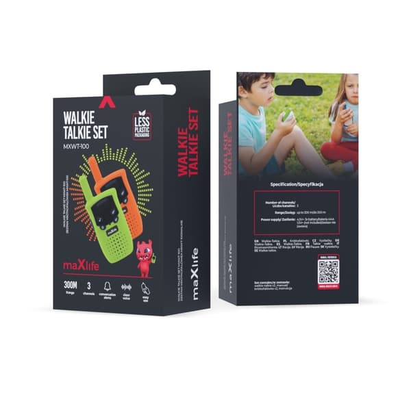 Maxlife MXWT-100 walkie-talkie set för barn orange-grön