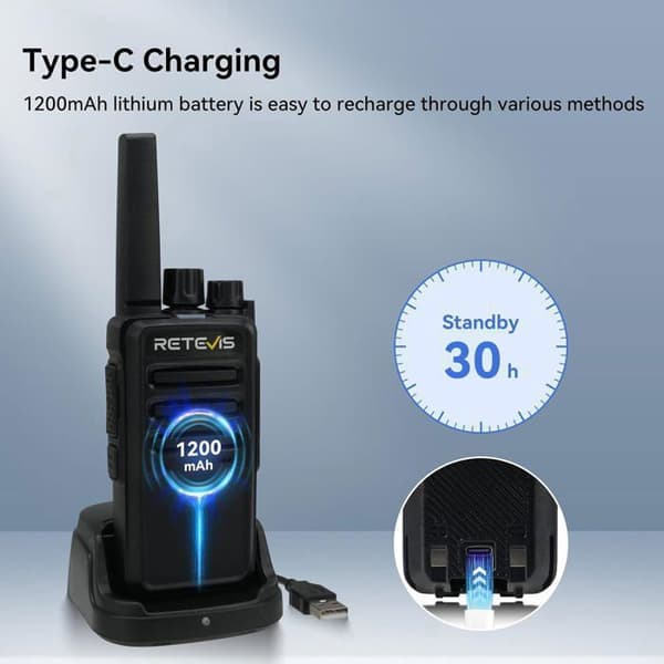 Retevis RT668H Walkie Talkie Professionell, med Dold Skärm och Hörlurar, Typ-C 1200 mah, VOX, Robust, Uppladdningsbar (10 Stycken)