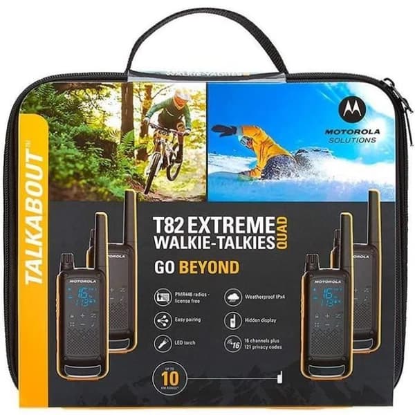 Motorola Talkabout T82 Extreme Quad Pack bärbar radio 2-bands PMR 446 MHz 16 kanaler svart, gul (paket med 4)